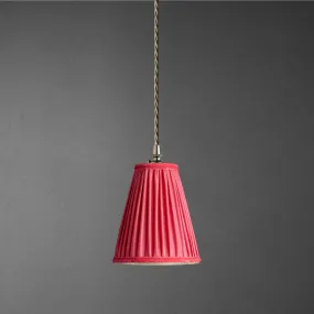 14cm wizard hat pendant shade in ruby silk with velvet tape