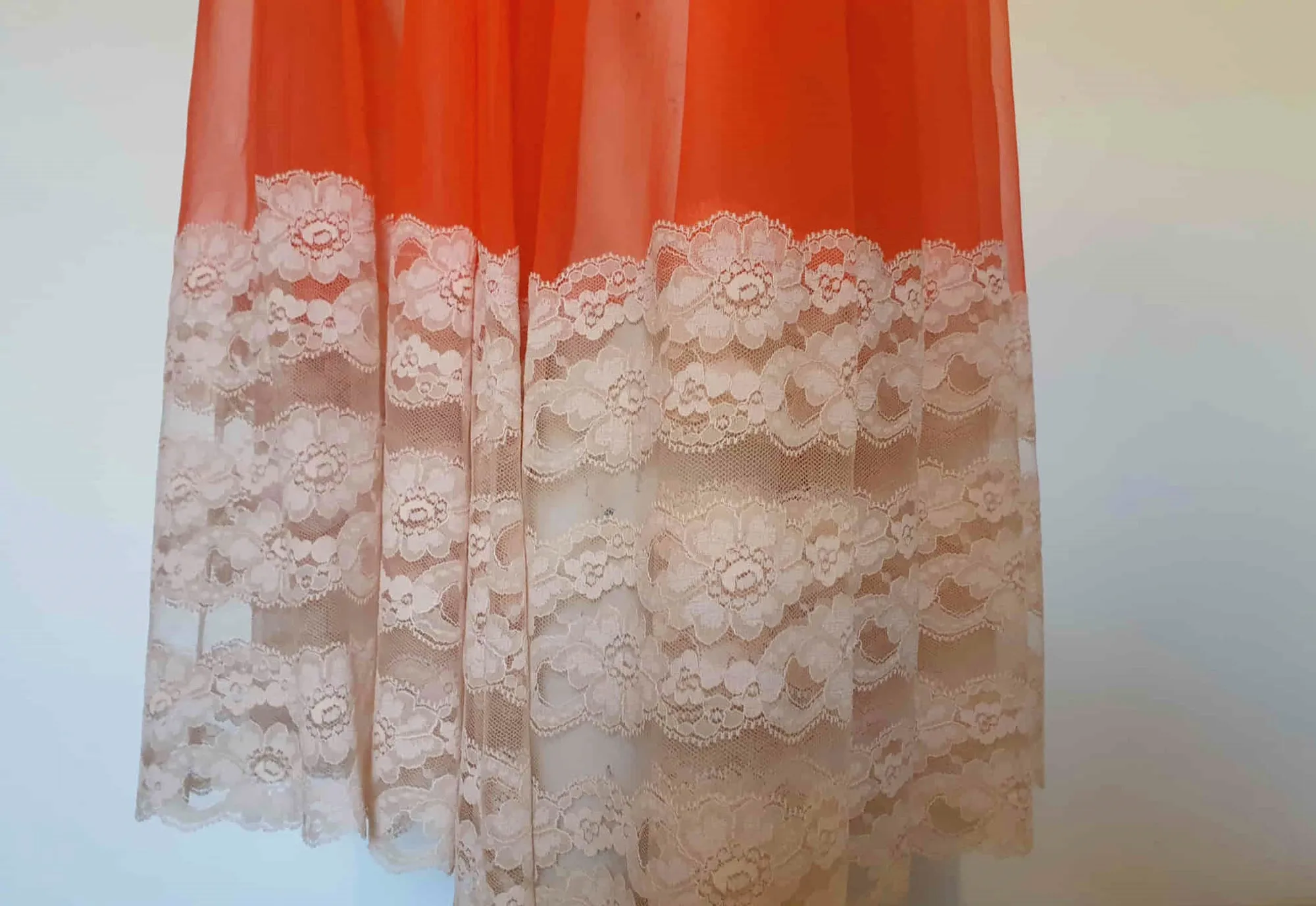 1960s Sheer Red Lacy Negligee Nightgown