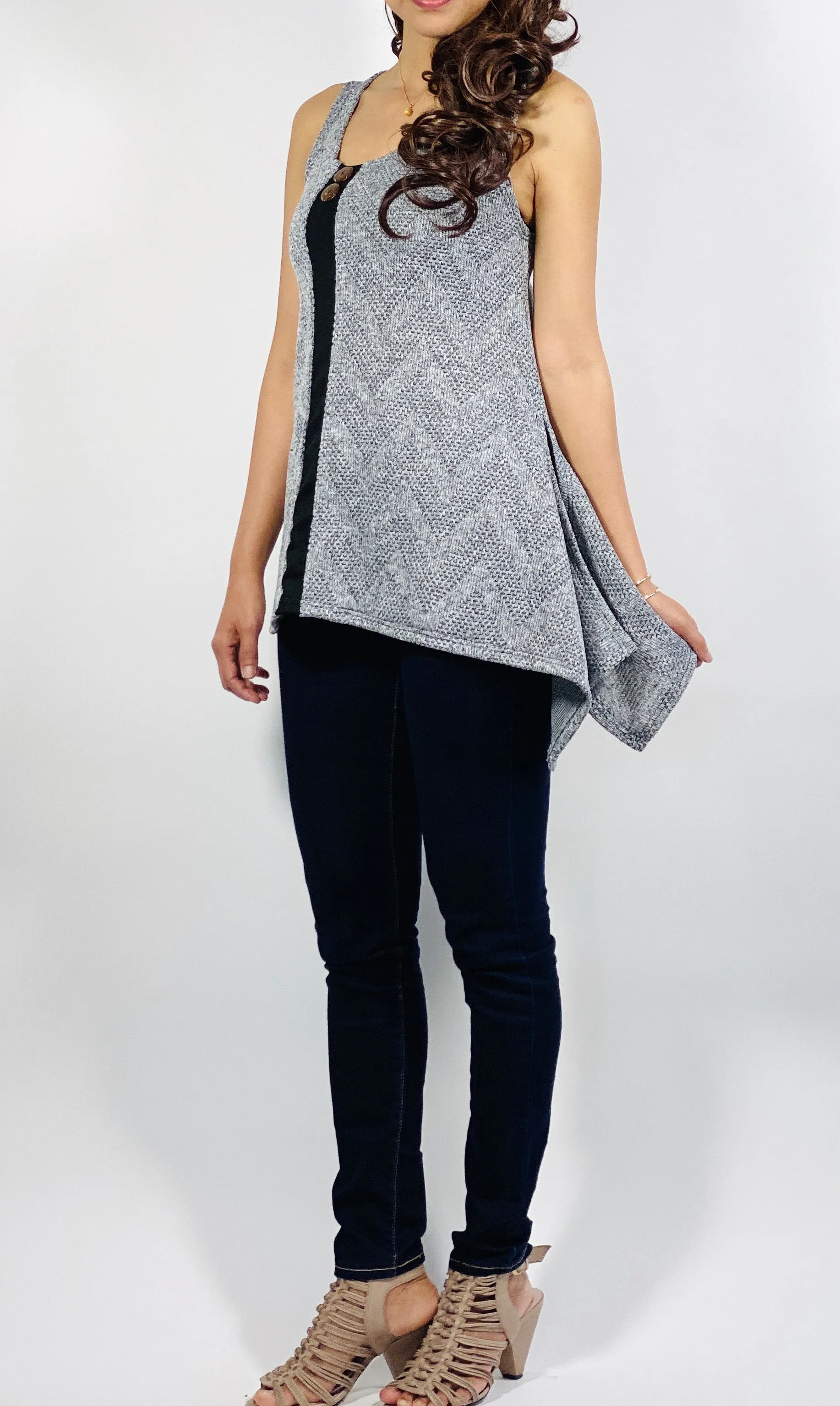 Asymmetrical side split tunic top