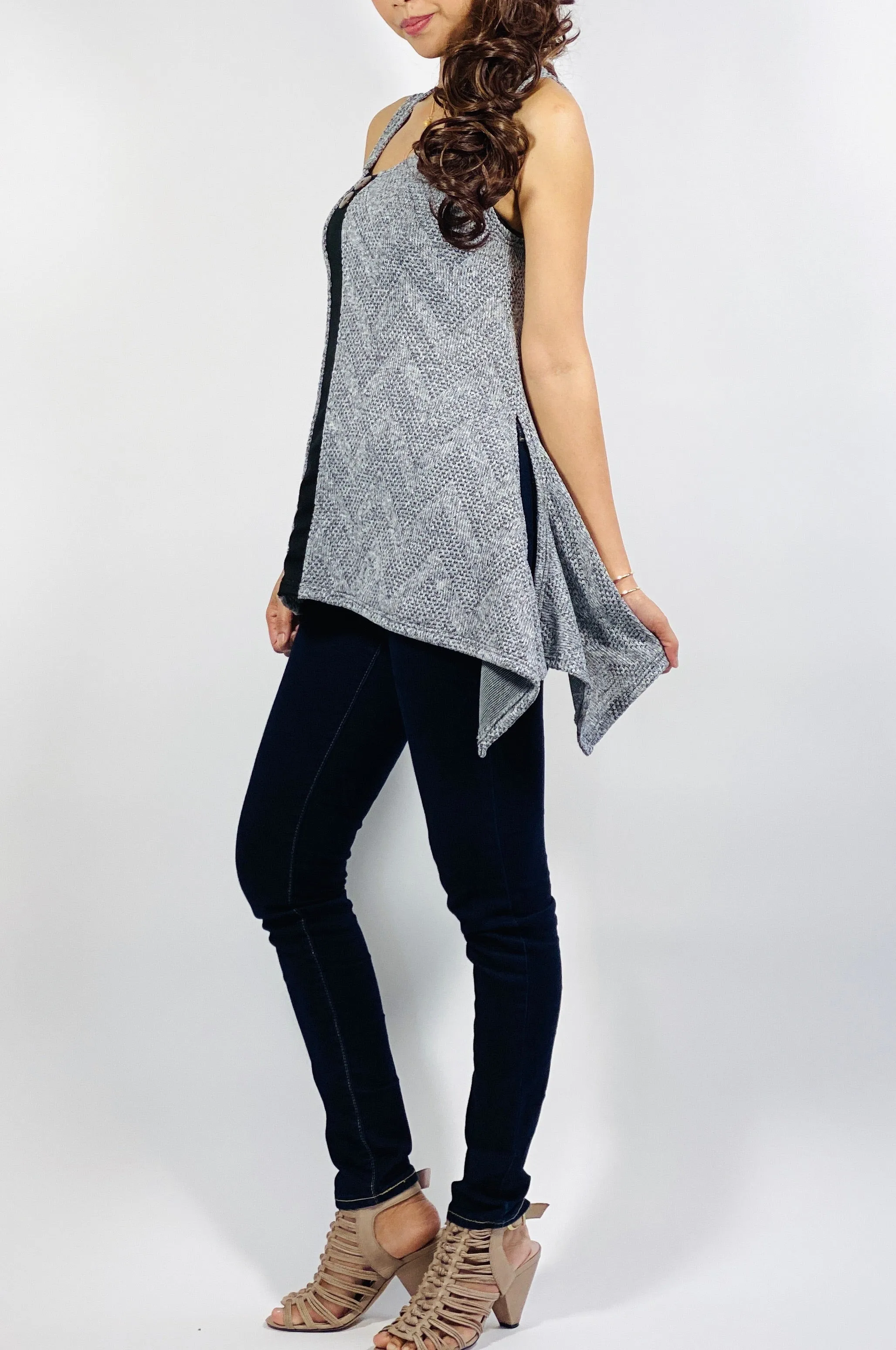 Asymmetrical side split tunic top