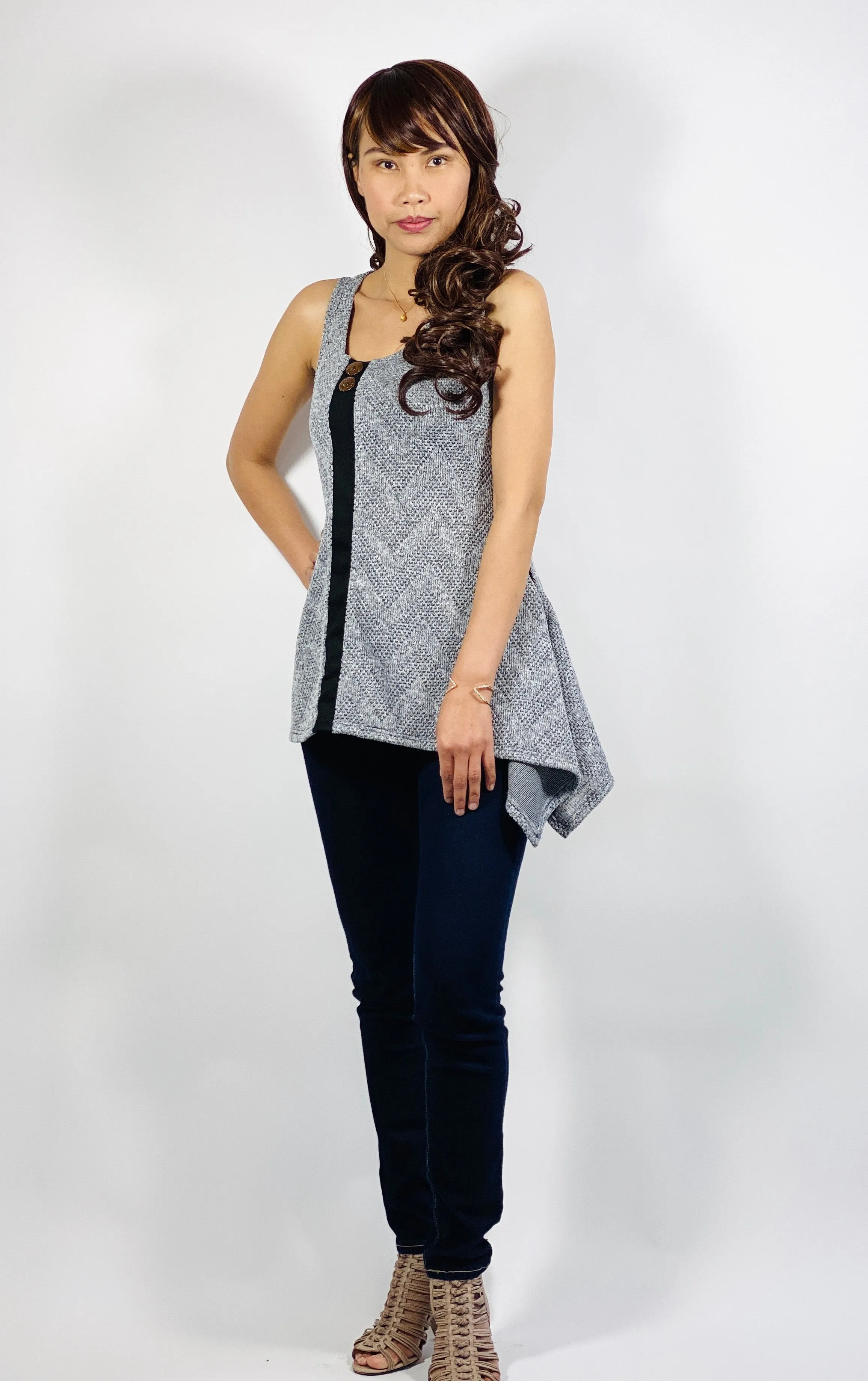 Asymmetrical side split tunic top