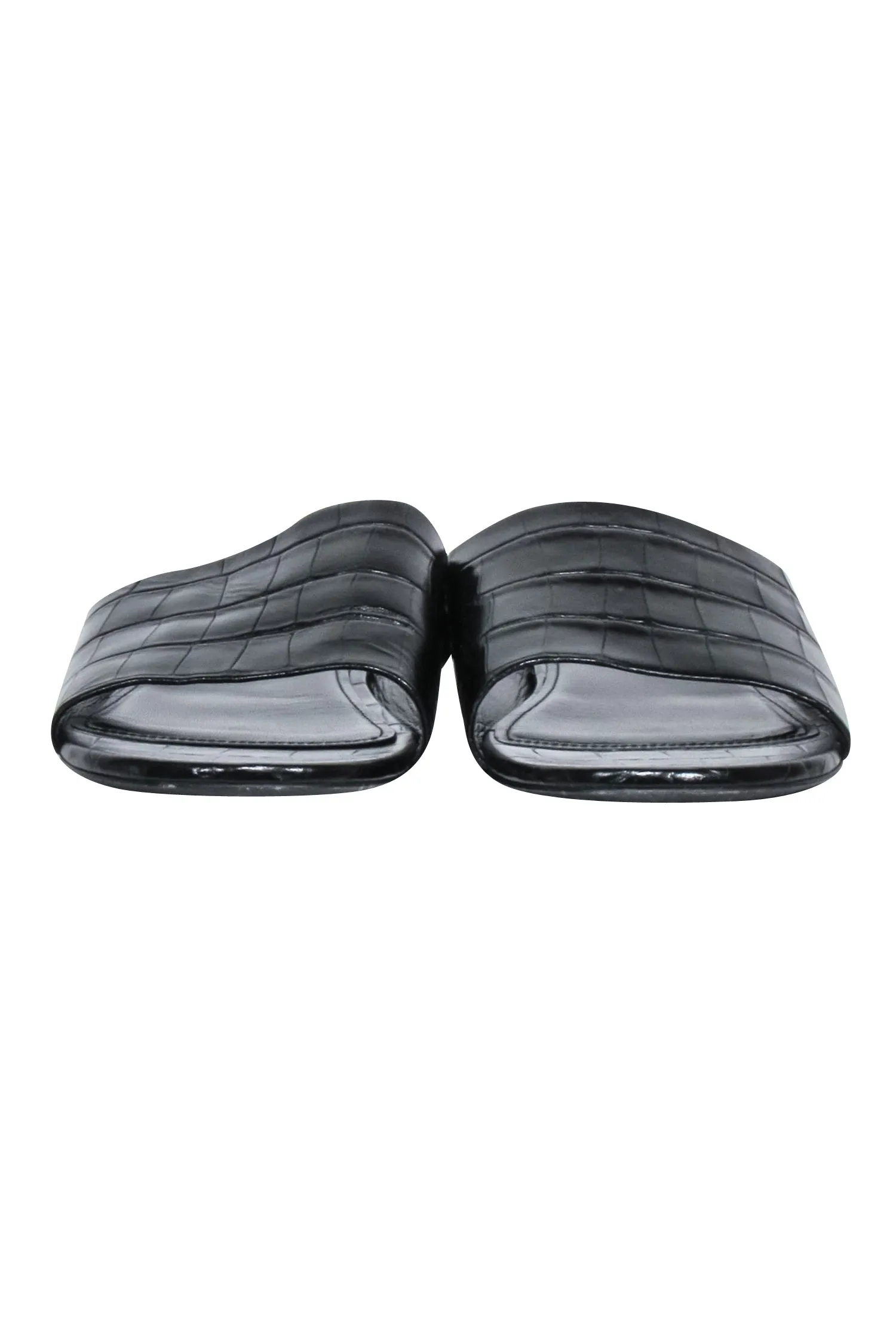 Balenciaga - Black Croc Embossed Slide Sandals Sz 7.5