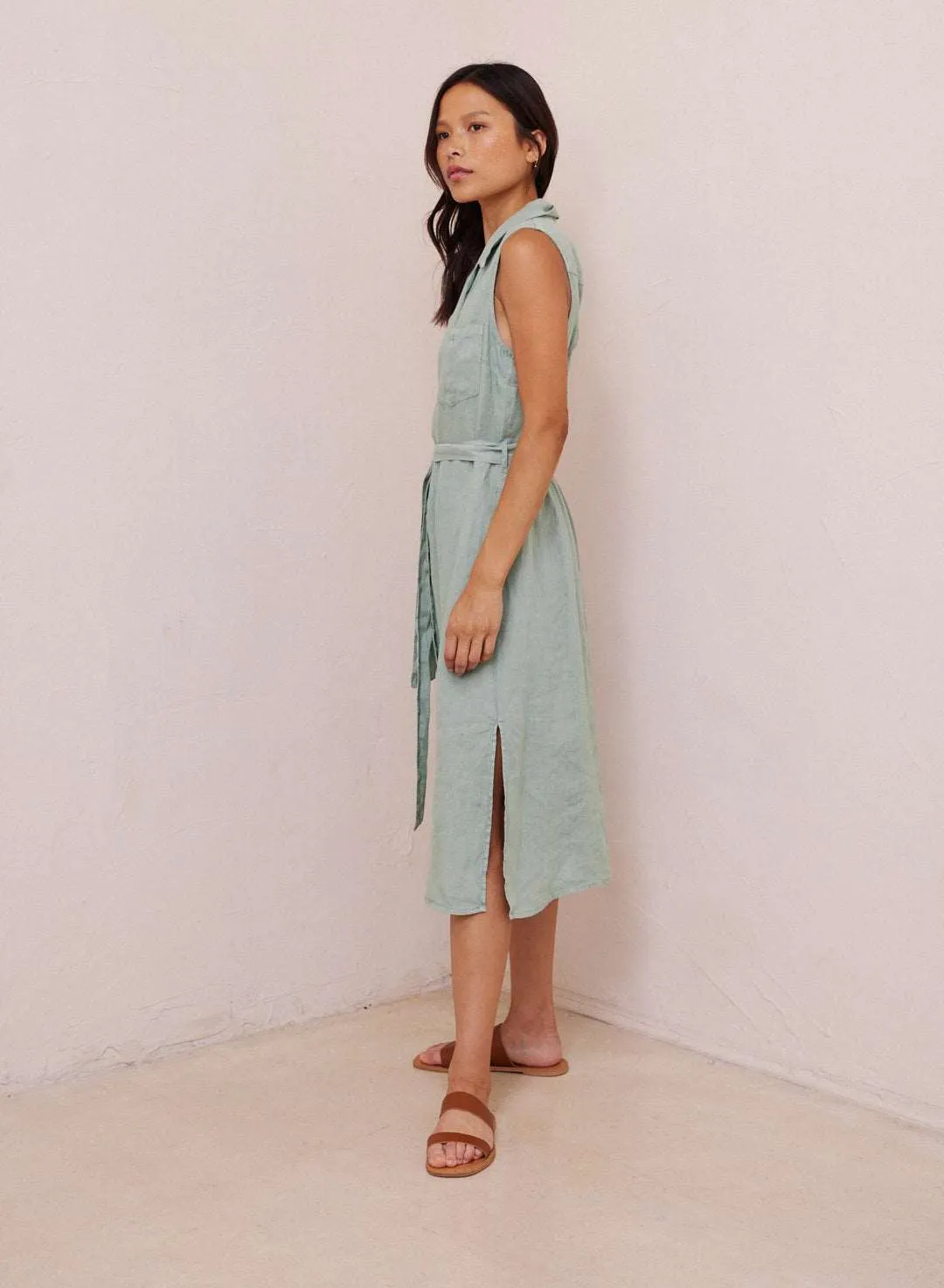 Bella Dahl Sleeveless Pocket Shirt Dress