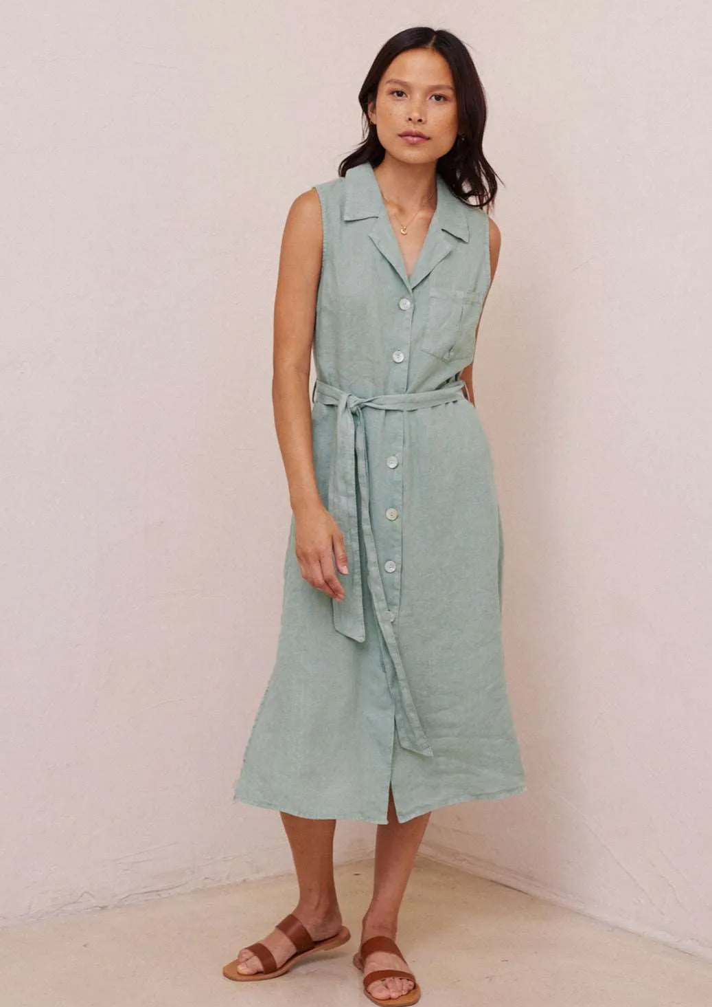 Bella Dahl Sleeveless Pocket Shirt Dress