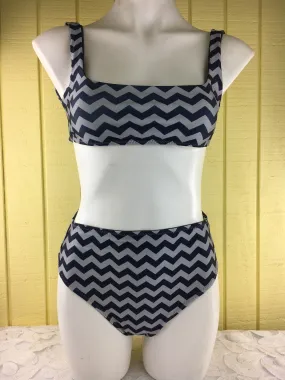 Charcoal Navy Blue Plunge neck 4:1 Flip It Reversible Highwaisted Bikini Pageant (NO Scrunch Butt)Quickship arnold