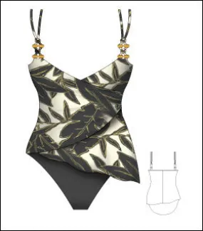 Christina Plus Size Carribbean Queen 2pc Asymmetrical Tankini