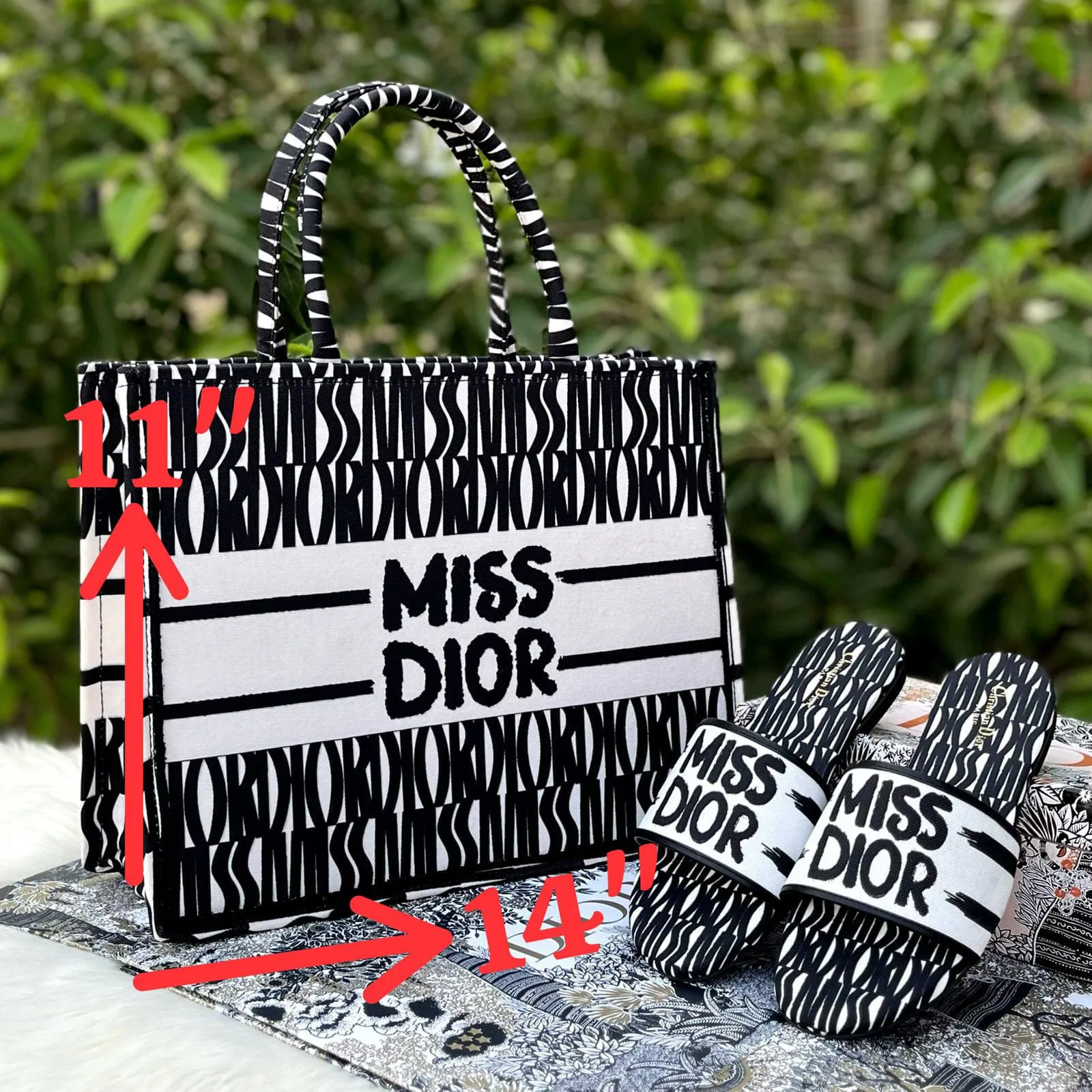 COMBO DEAL - MSS DIOR TOTE BAG & MISS DIOR SLIDES - PINK