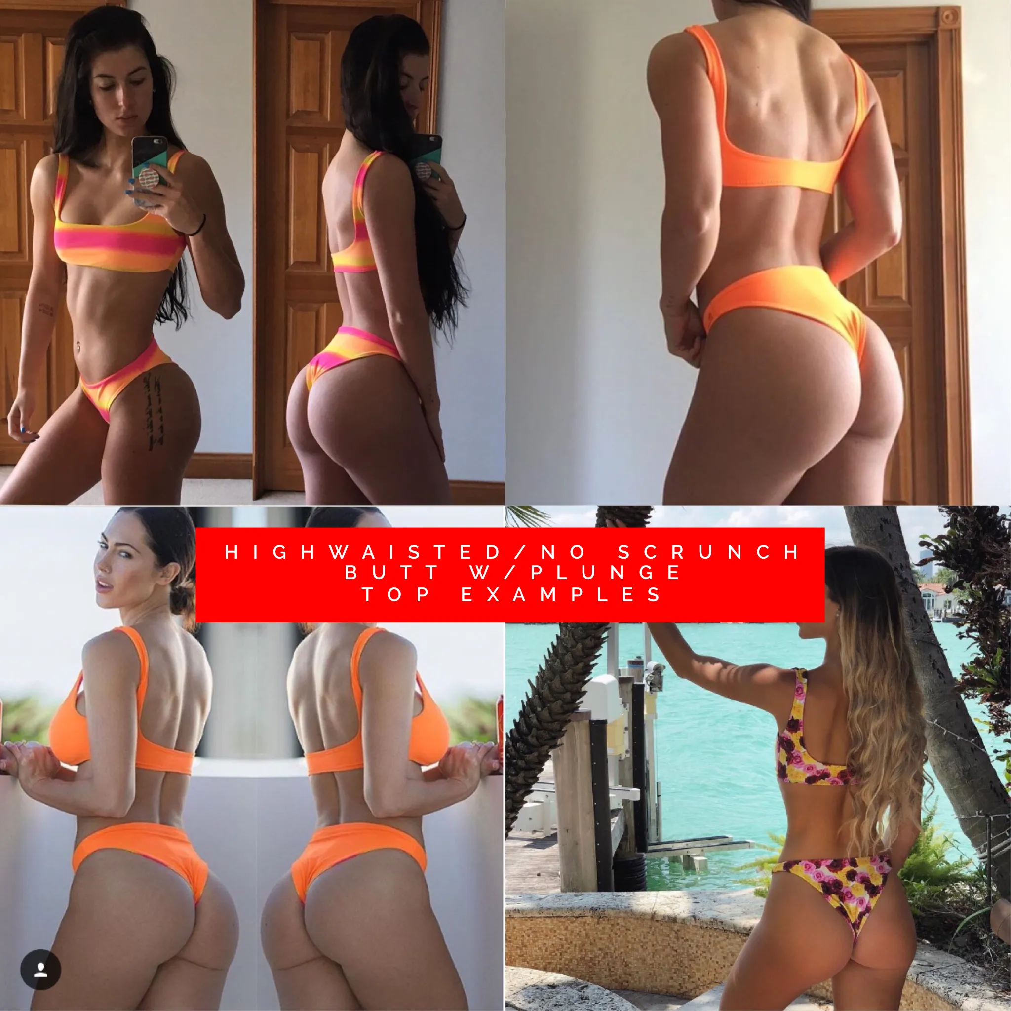 Custom Watermelon Army Green Plunge neck 4:1 Flip It Reversible Highwaisted Bikini (NO Cheeky)