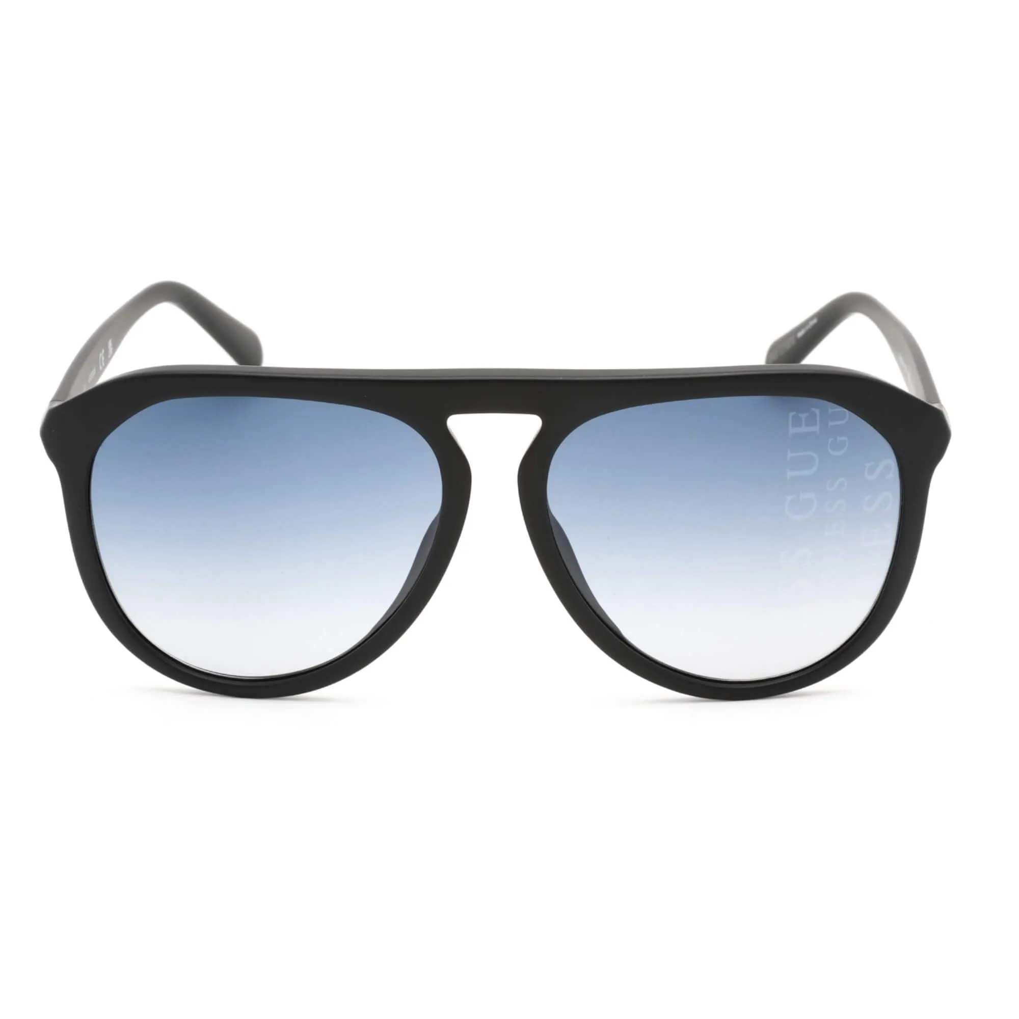 Guess Men's Sunglasses - Full Rim Matte Black Pilot Shaped Plastic Frame | GU00058 02W