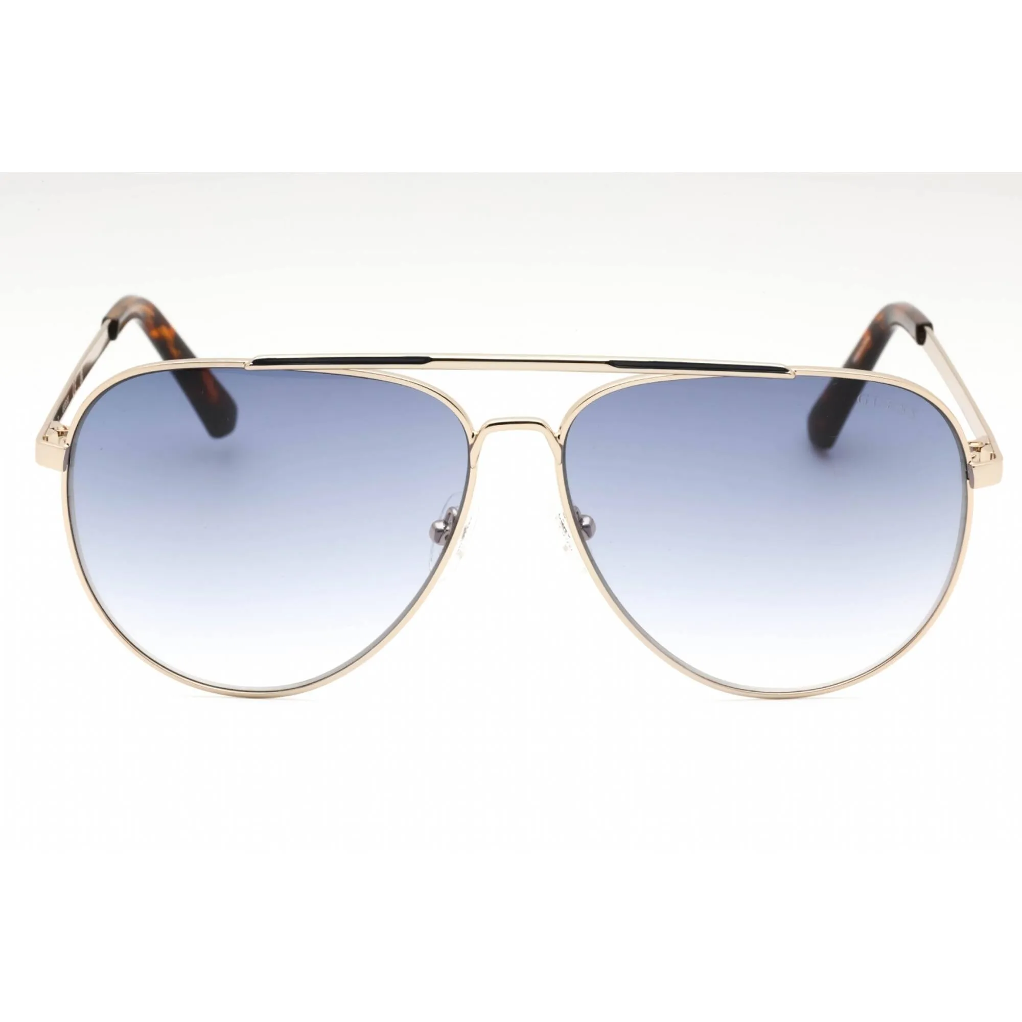 Guess Men's Sunglasses - Gold Metal Aviator Frame Gradient Blue Lens | GU00059 32W