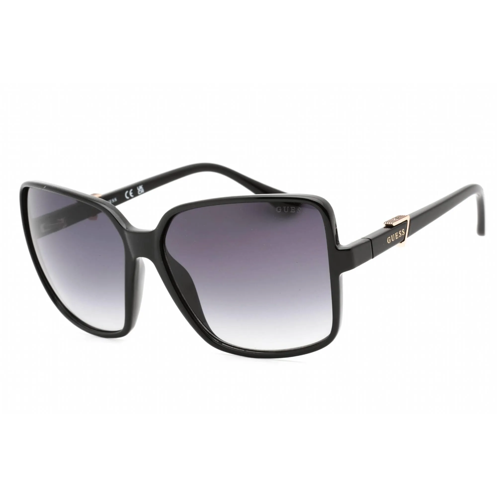 Guess Unisex Sunglasses - Shiny Black Plastic Full Rim Rectangular Frame | GU7812 01B