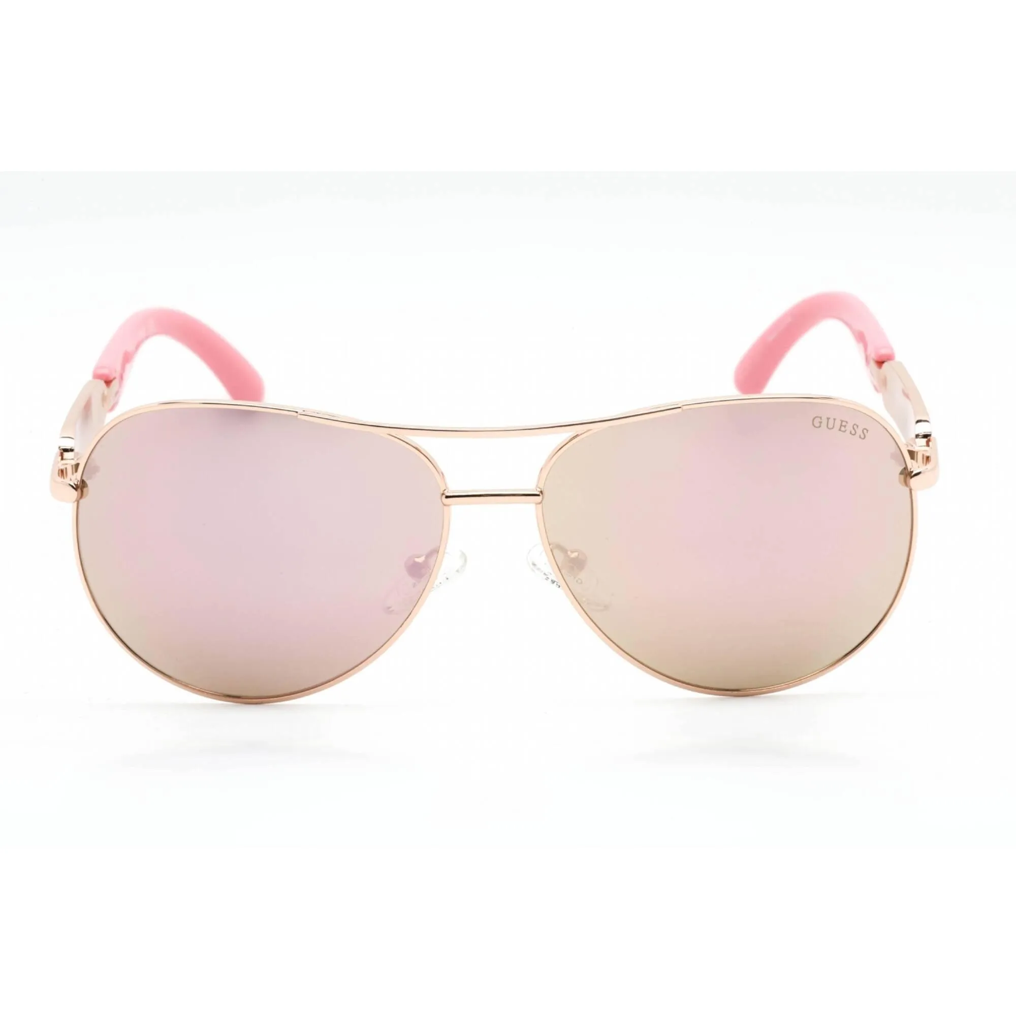 Guess Women's Sunglasses - Full Rim Shiny Rose Gold Metal Aviator Frame | GU7295 28G