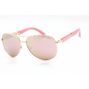 Guess Women's Sunglasses - Full Rim Shiny Rose Gold Metal Aviator Frame | GU7295 28G