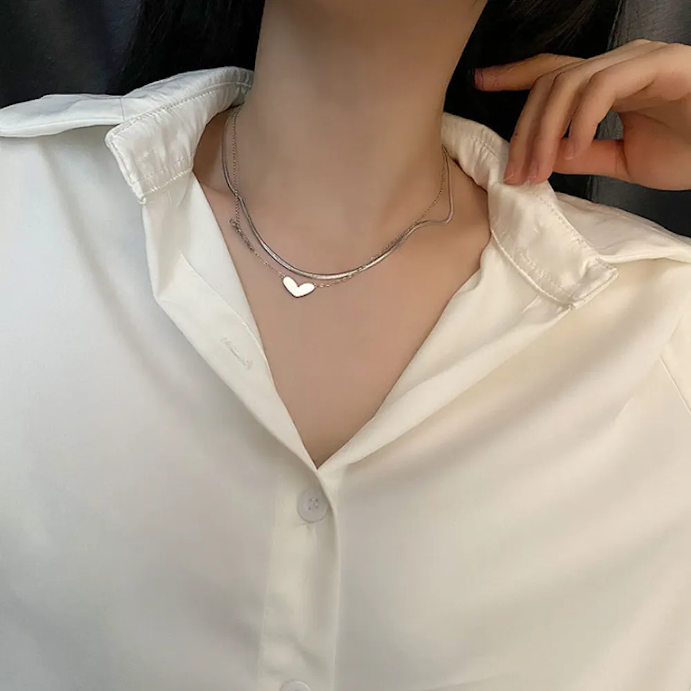 Heart Pendant Layered look Necklace
