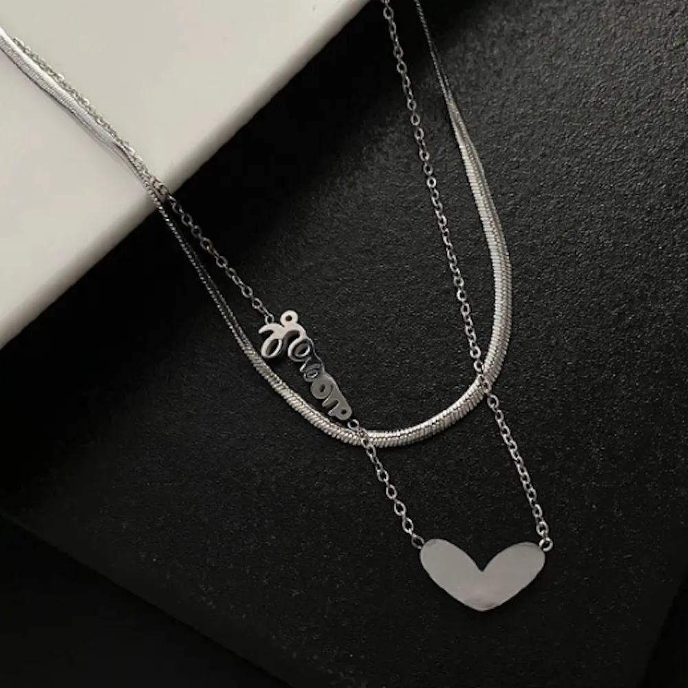 Heart Pendant Layered look Necklace