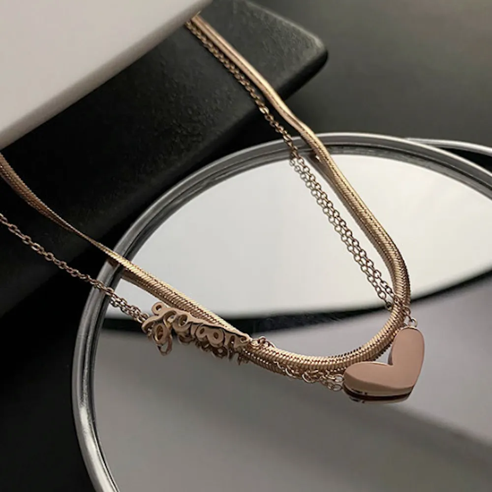 Heart Pendant Layered look Necklace