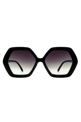 Hexagon Frame Sunglasses - Black
