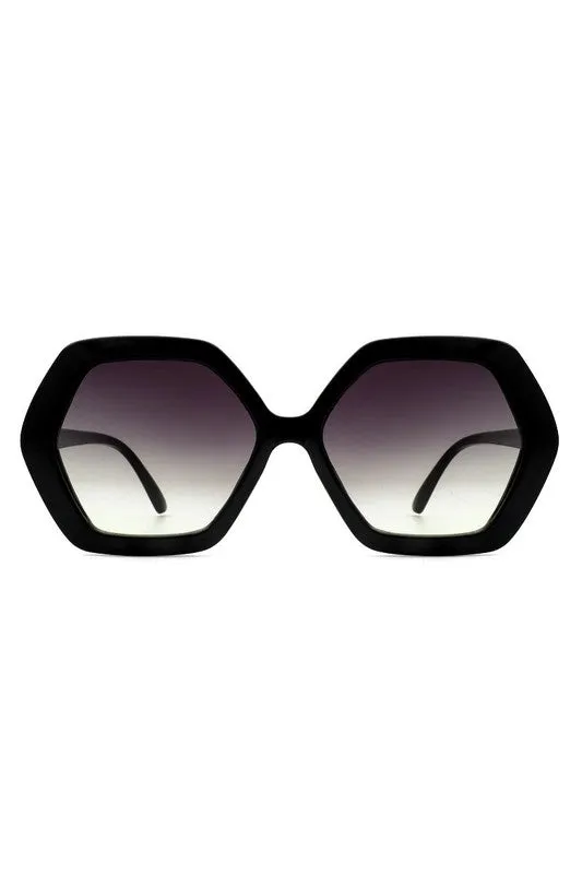 Hexagon Frame Sunglasses - Black