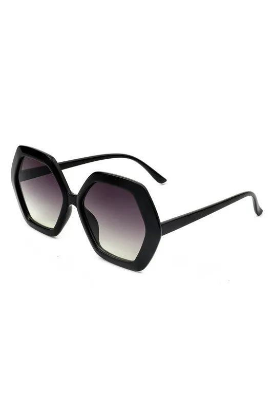 Hexagon Frame Sunglasses - Black
