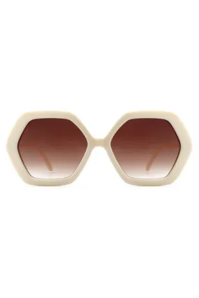 Hexagon Frame Sunglasses - Cream