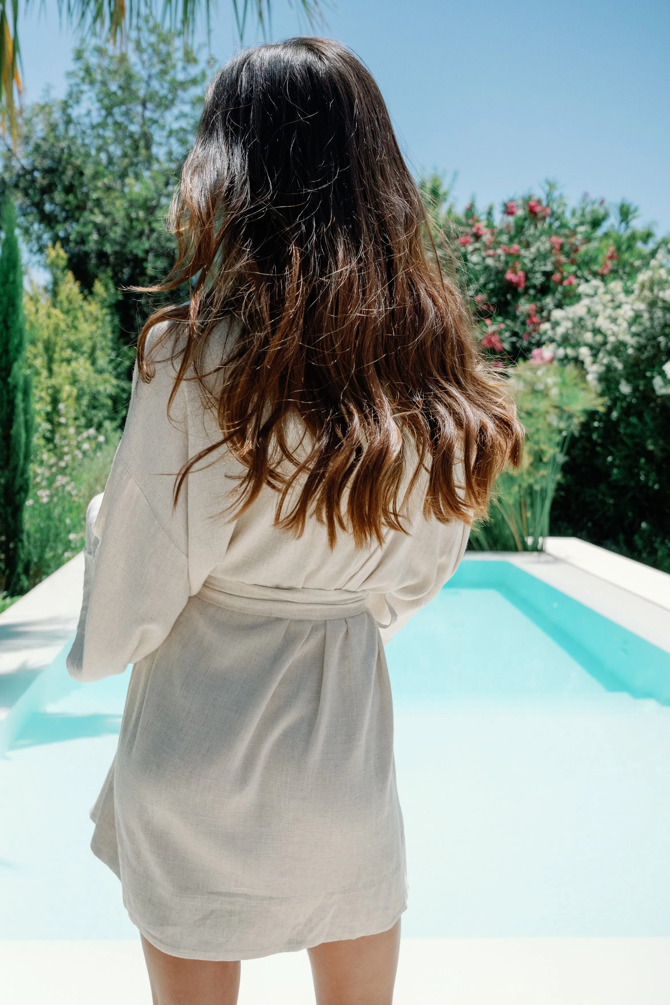 Kara Kimono Linen Robe - Oatmeal