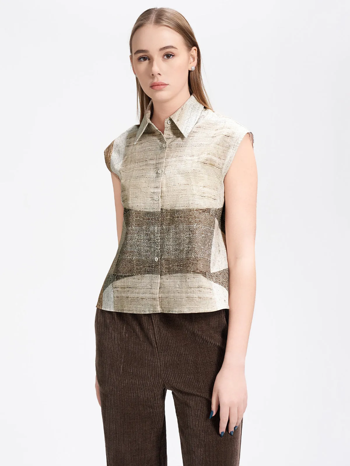 Layered Look Printed Shirt & Sweater