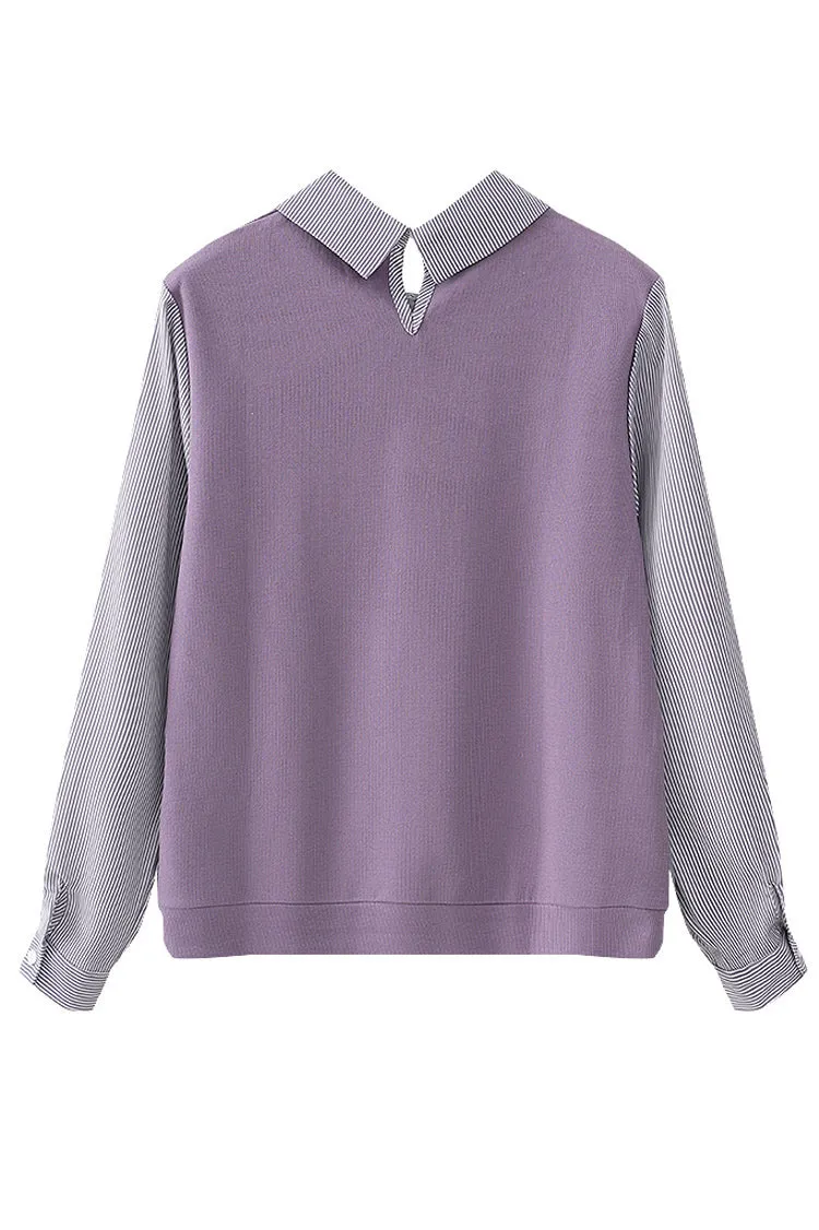 Layered Look Shirt Color Stripe Contrast Knit