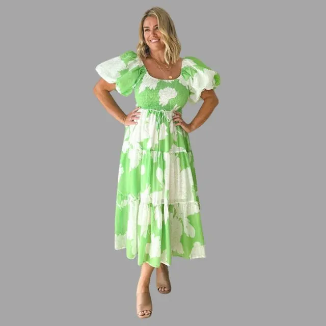 Louella - Robe longue florale avec jupe à volants