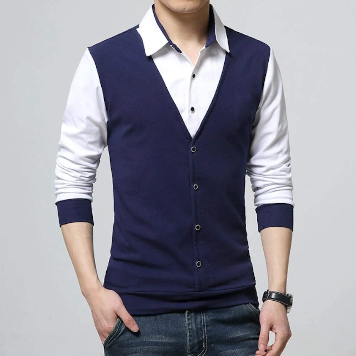 Mens Shirt with Attached Vest
