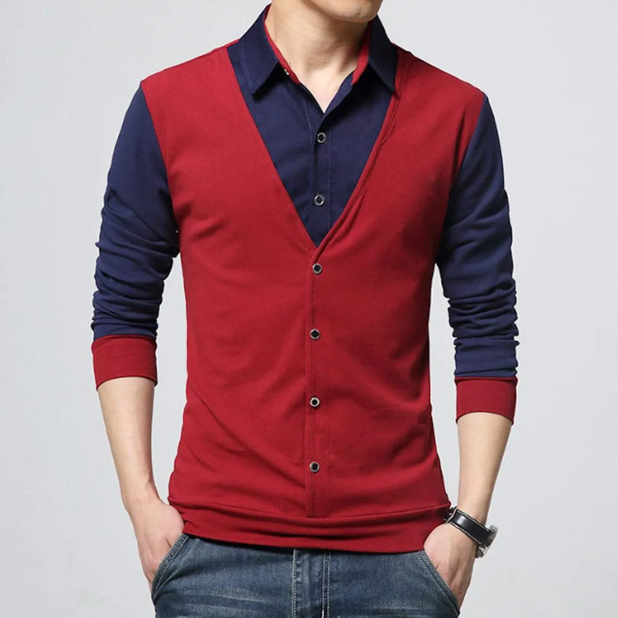 Mens Shirt with Attached Vest