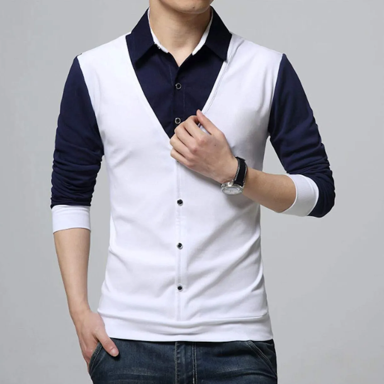 Mens Shirt with Attached Vest