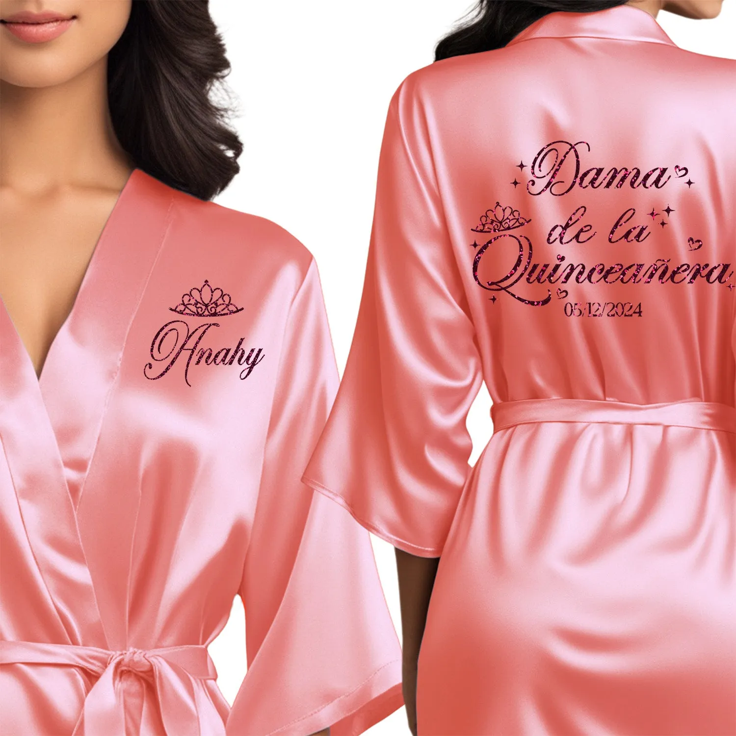 Personalized Coral Mis Quince Años Robes
