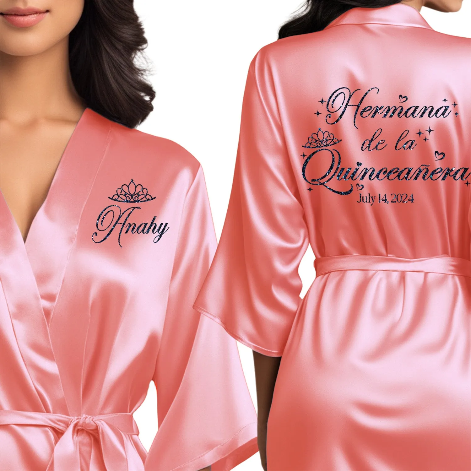 Personalized Coral Mis Quince Años Robes
