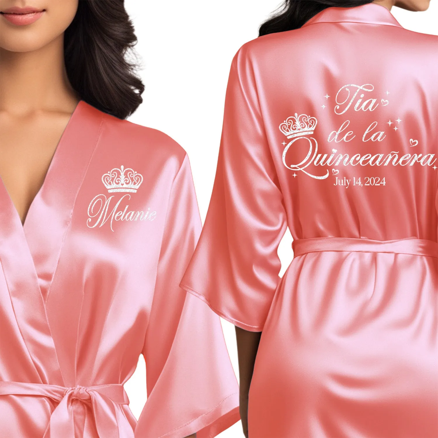 Personalized Coral Mis Quince Años Robes