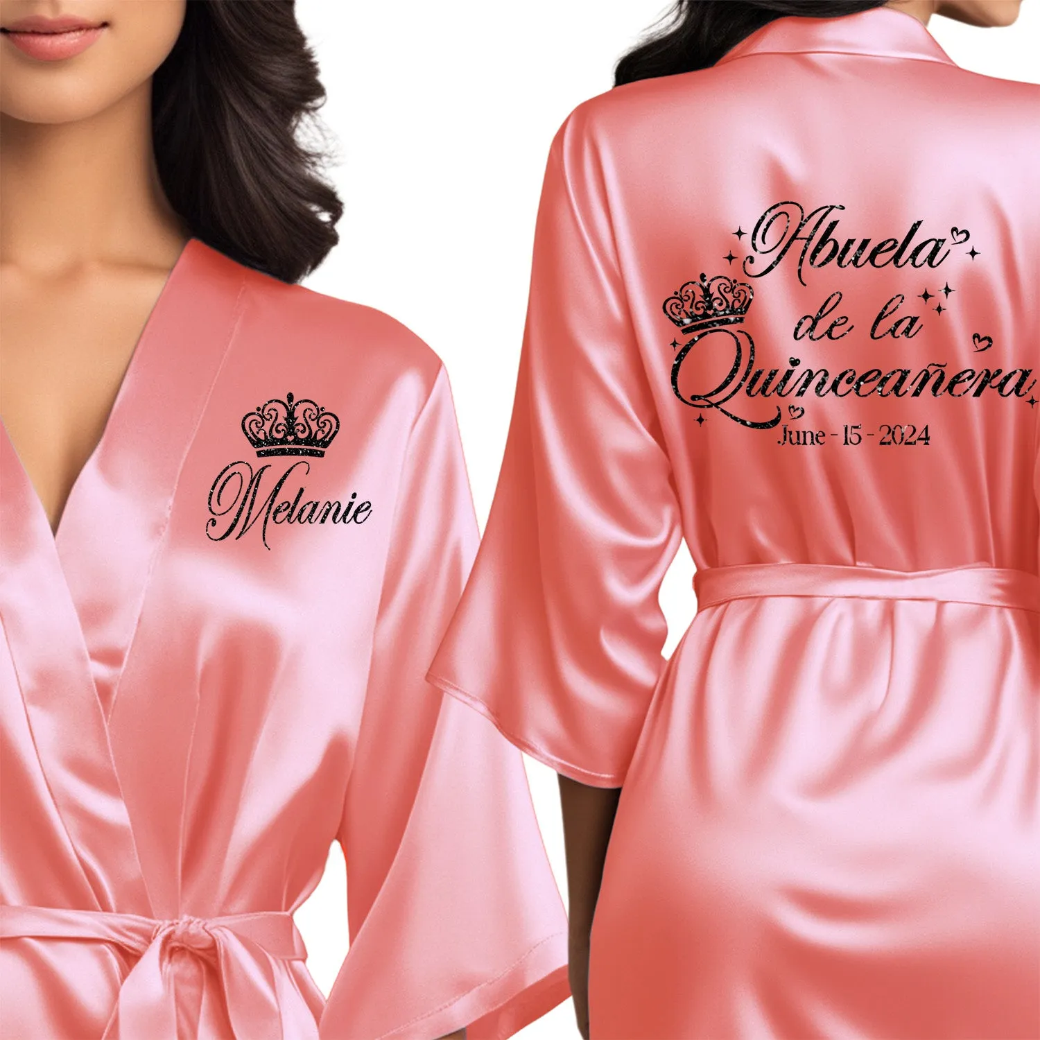 Personalized Coral Mis Quince Años Robes
