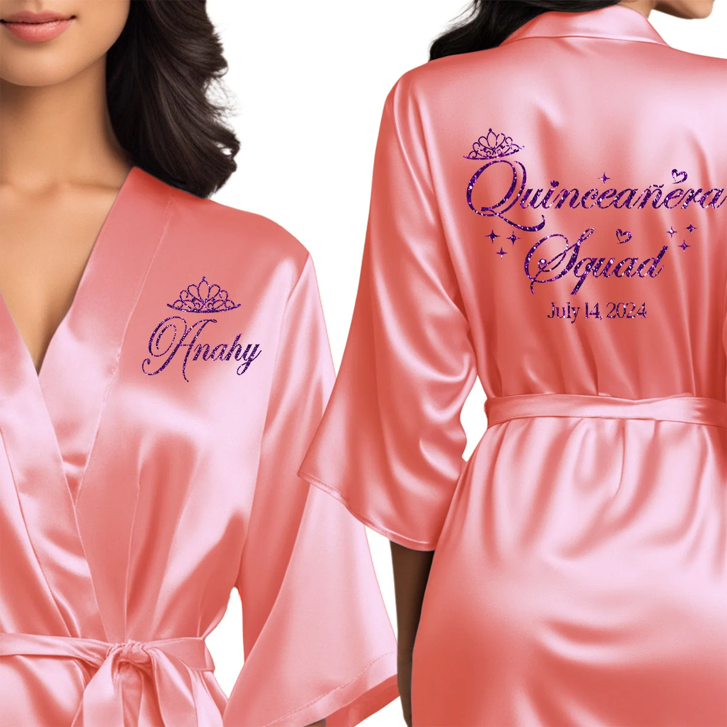Personalized Coral Mis Quince Años Robes