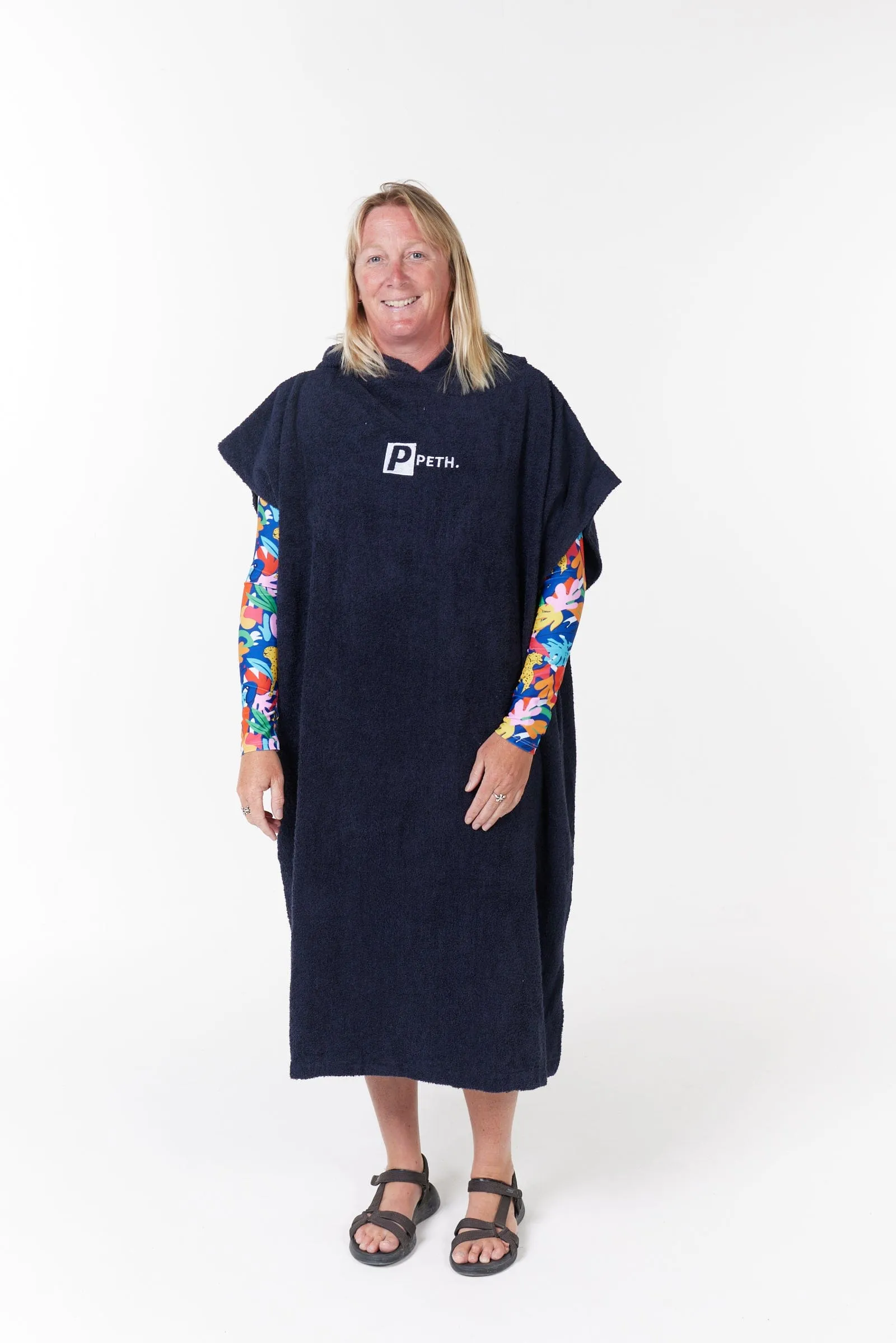 Premium Cotton Towel Changing Poncho - Robe - Navy Blue