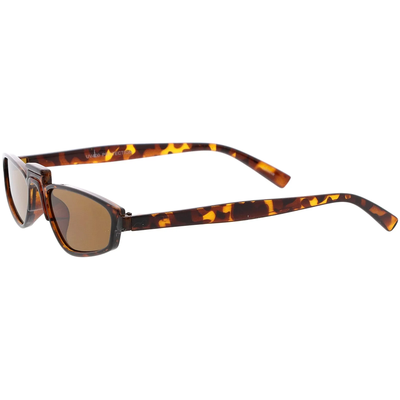 Retro Modern Low Temple Narrow Flat Top Sunglasses C731