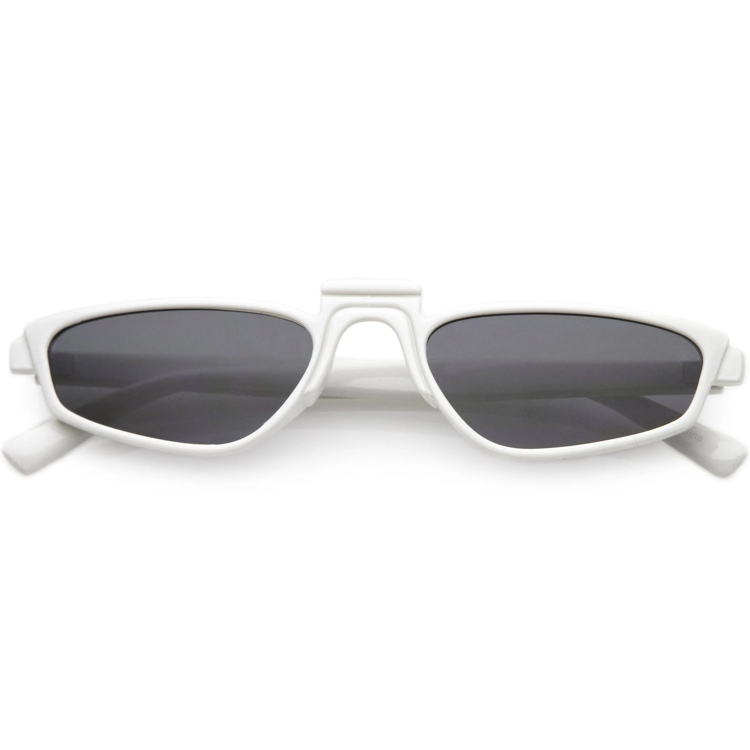 Retro Modern Low Temple Narrow Flat Top Sunglasses C731