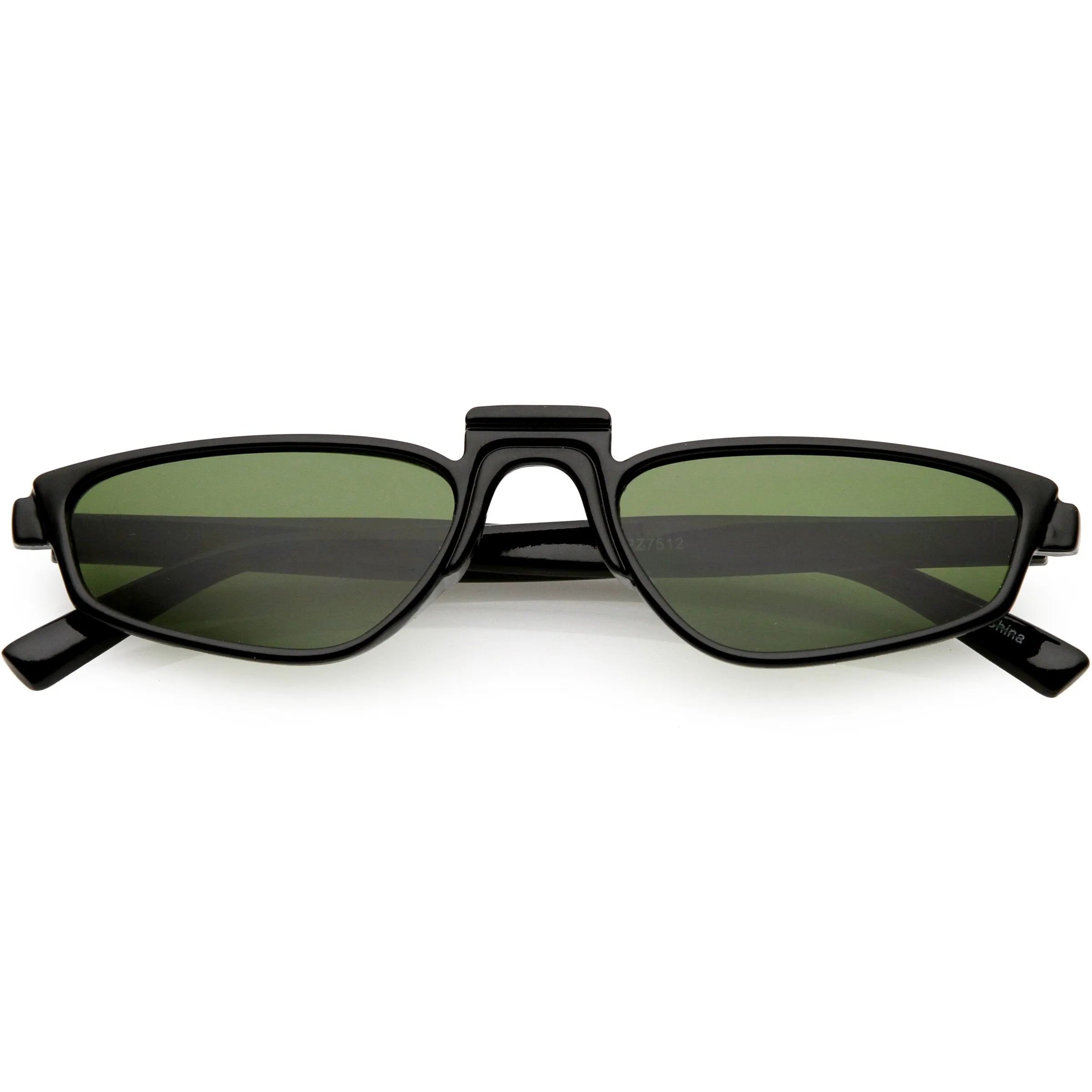 Retro Modern Low Temple Narrow Flat Top Sunglasses C731