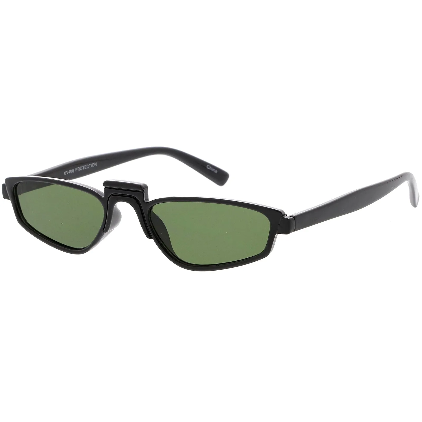 Retro Modern Low Temple Narrow Flat Top Sunglasses C731