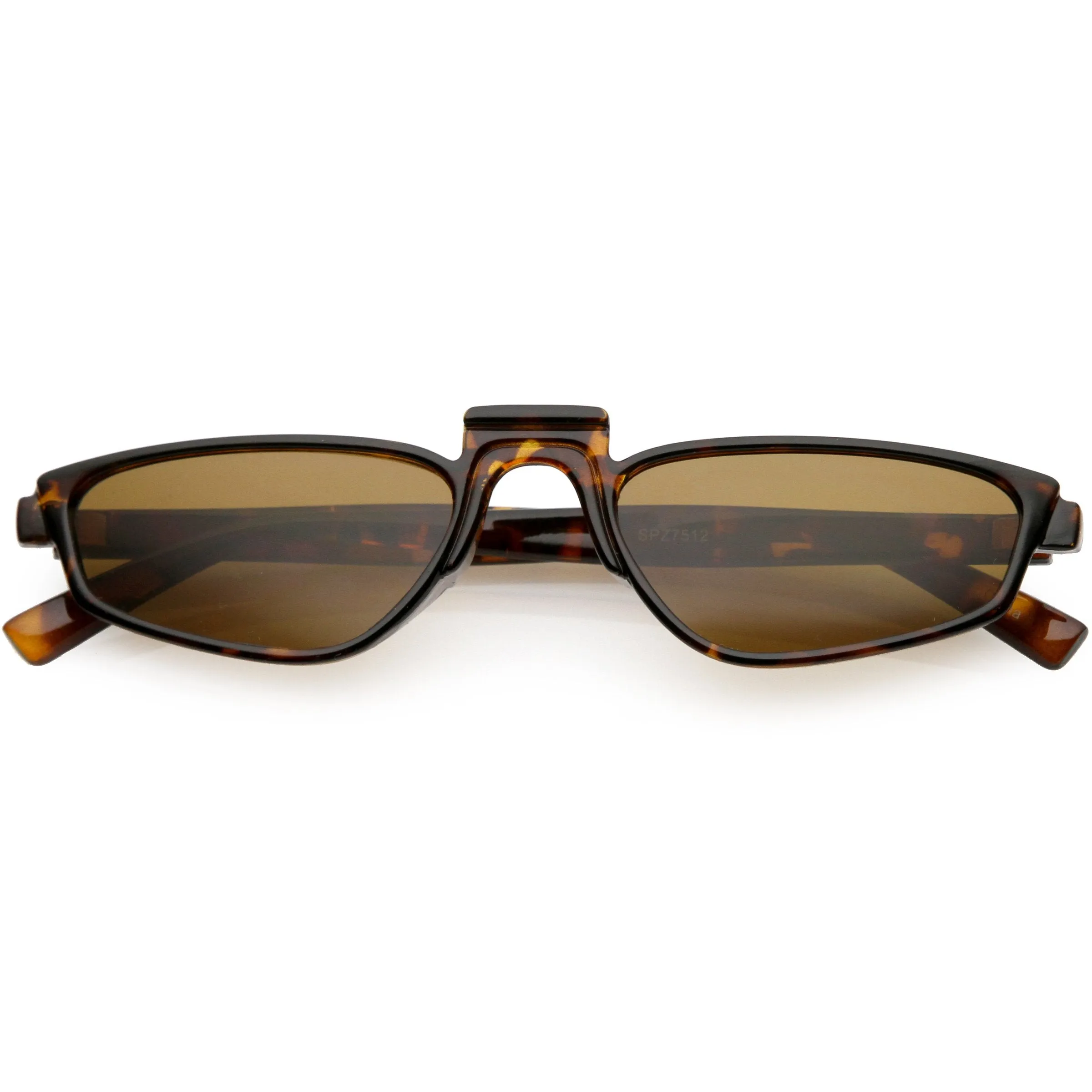 Retro Modern Low Temple Narrow Flat Top Sunglasses C731