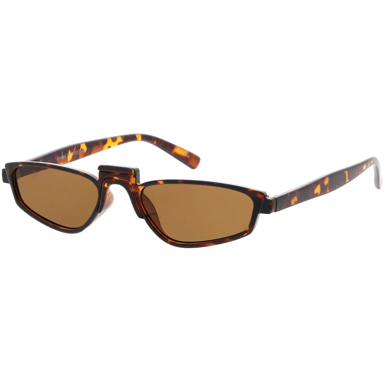 Retro Modern Low Temple Narrow Flat Top Sunglasses C731