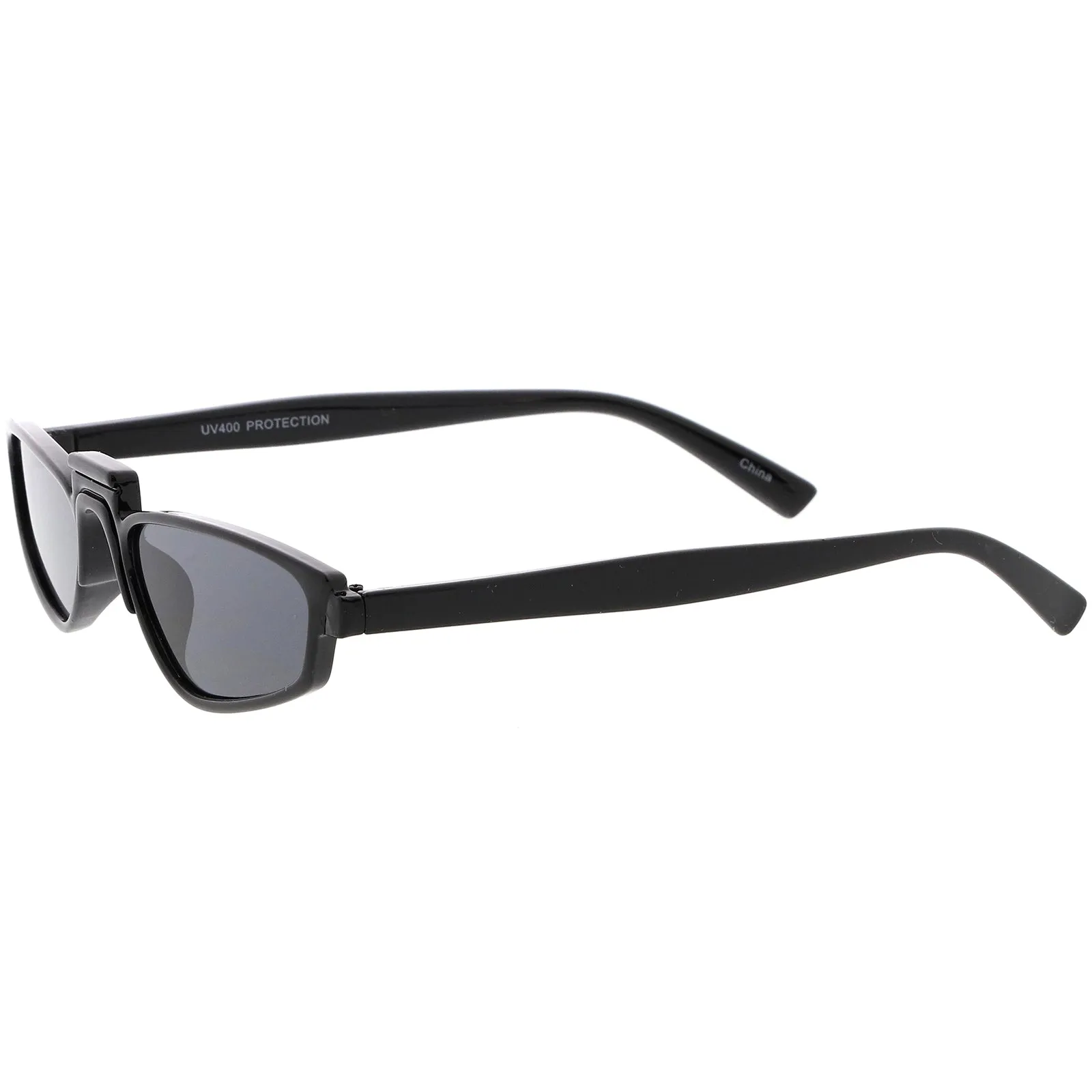 Retro Modern Low Temple Narrow Flat Top Sunglasses C731