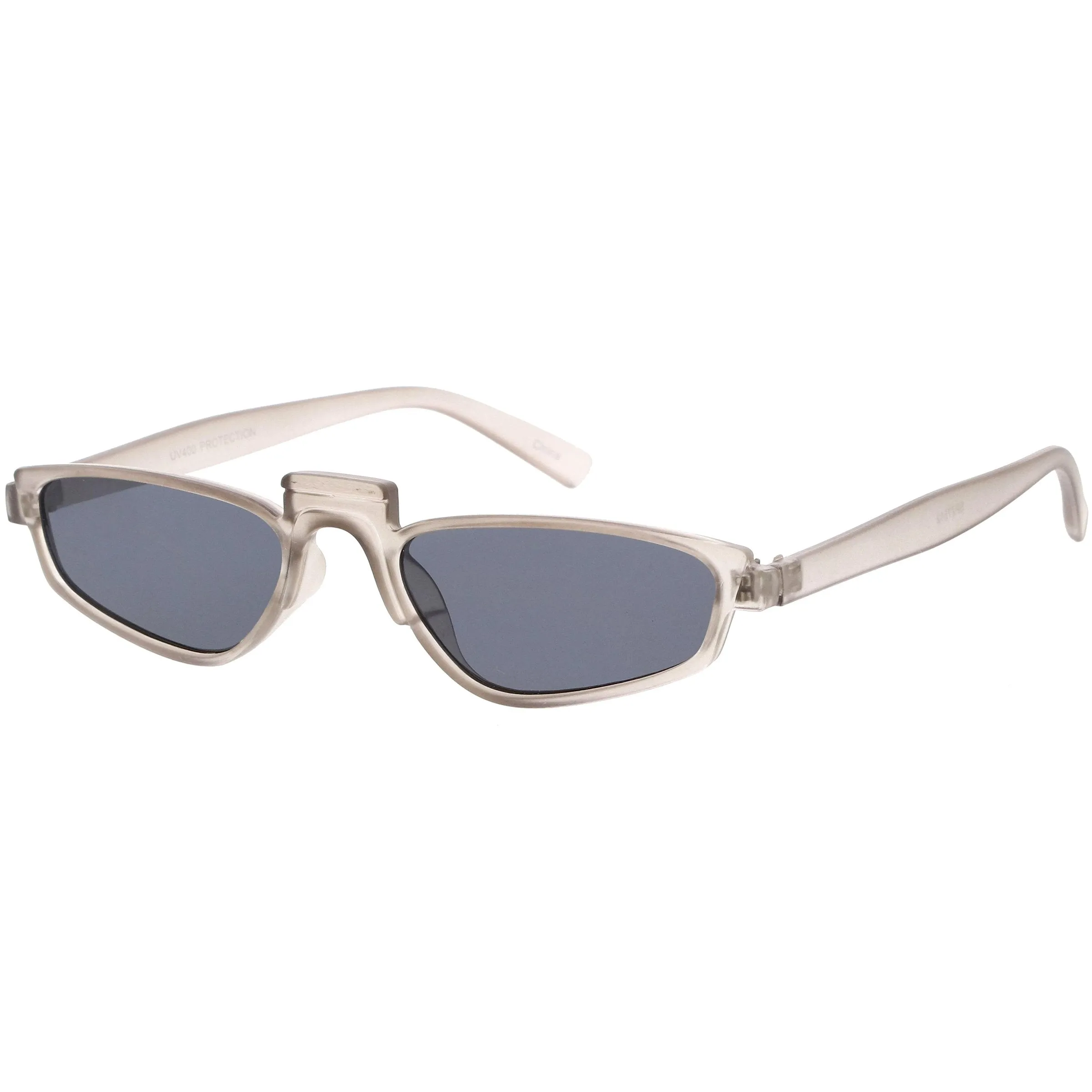 Retro Modern Low Temple Narrow Flat Top Sunglasses C731