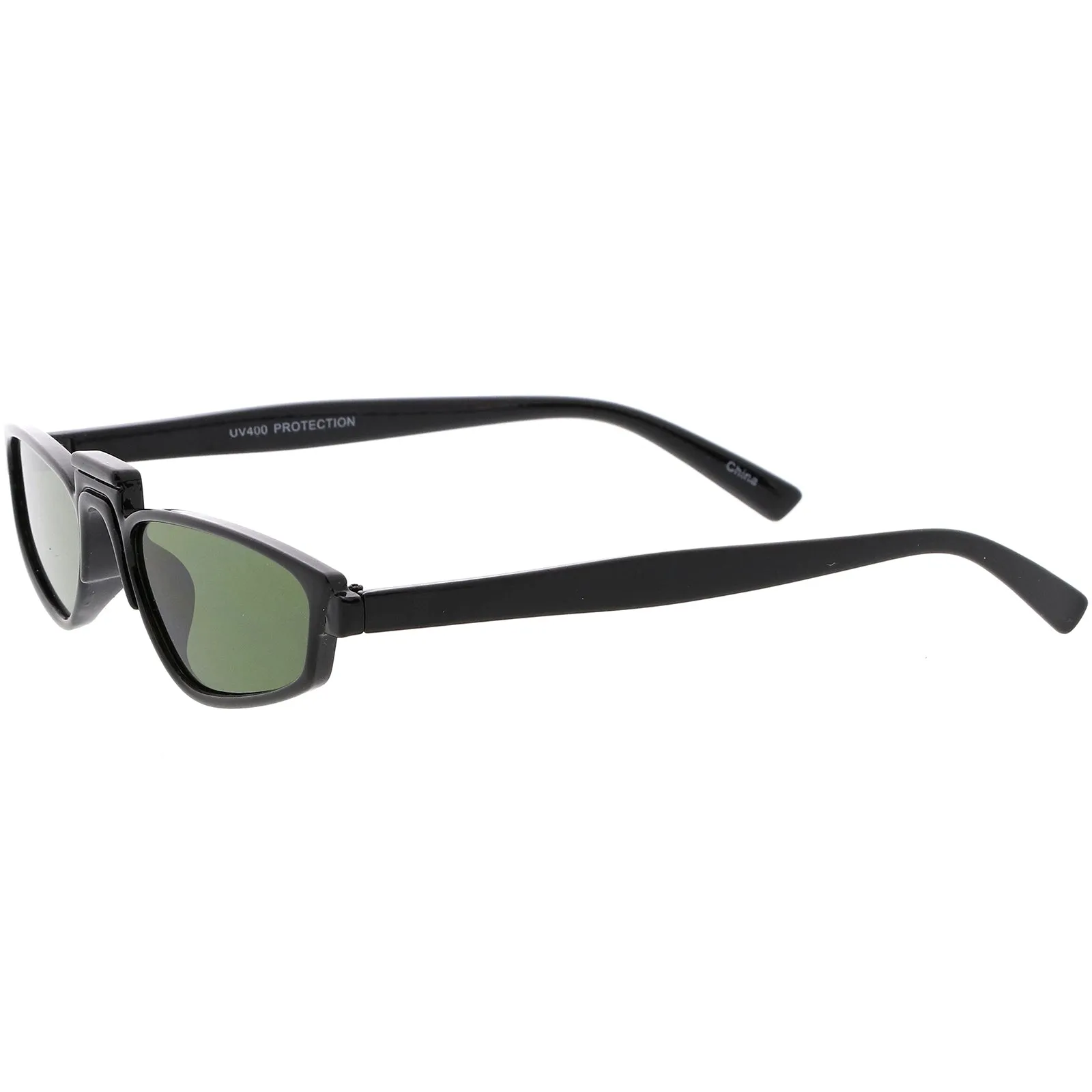 Retro Modern Low Temple Narrow Flat Top Sunglasses C731