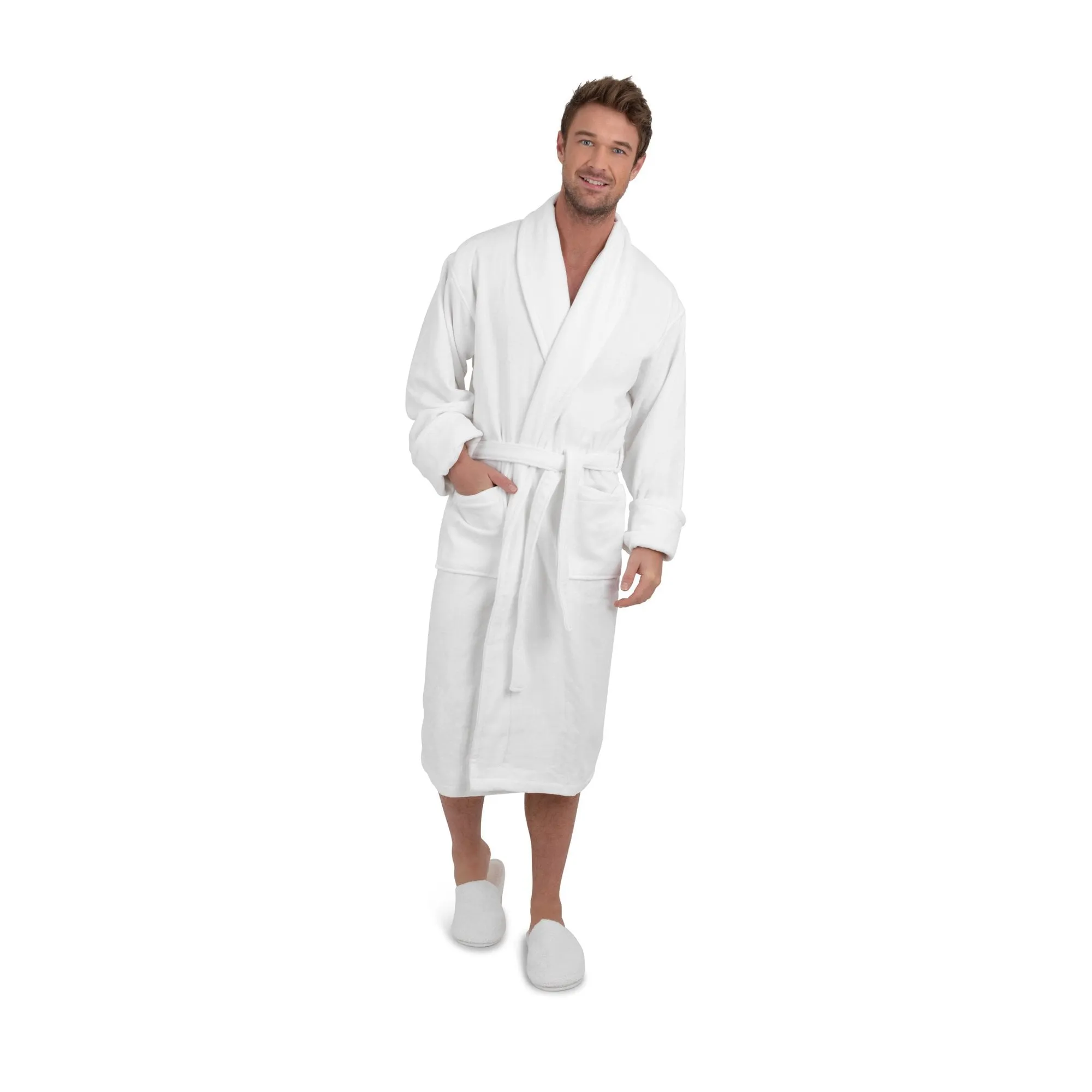 Rimini Light Weight Velour Spa Dressing Gown Collection - White and Grey