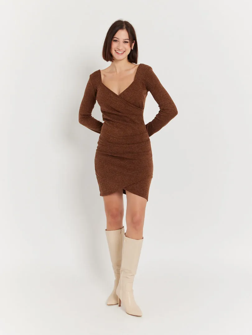 Robe courte manches longues argentée