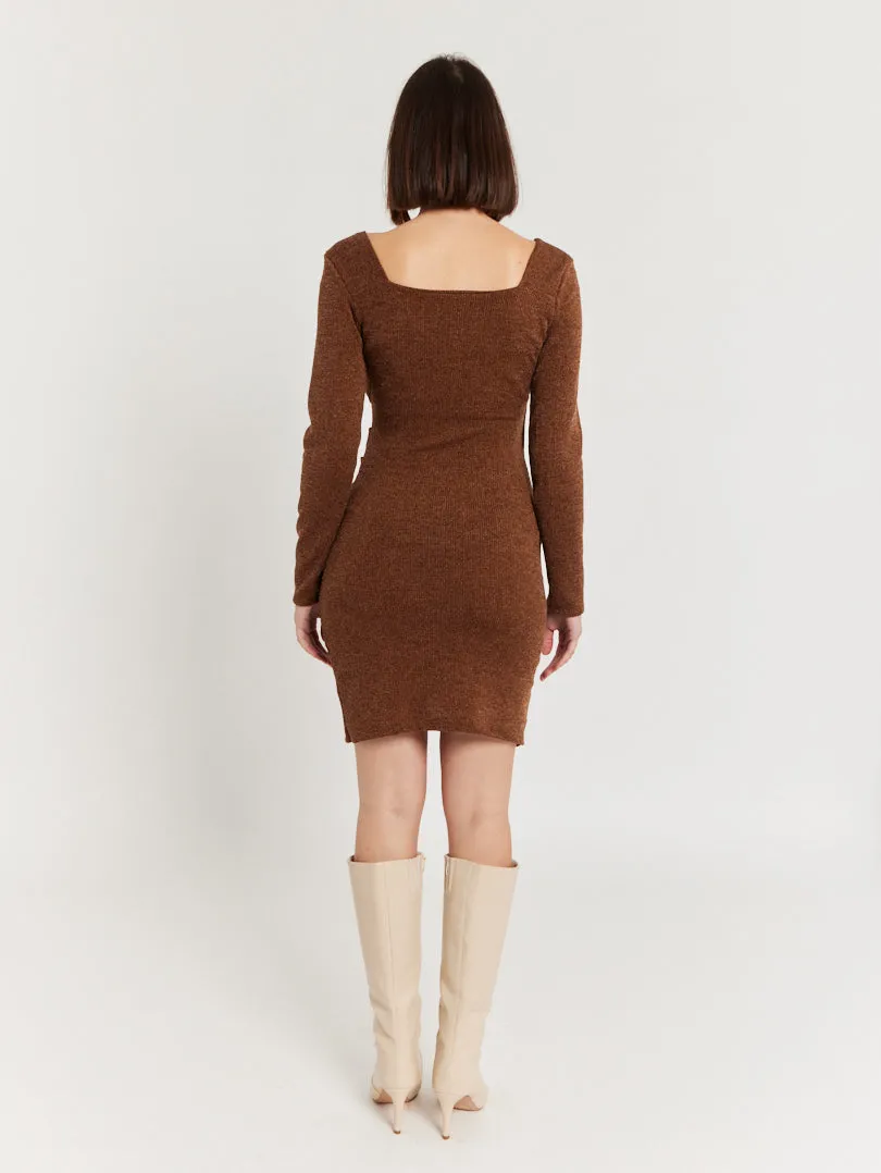 Robe courte manches longues argentée