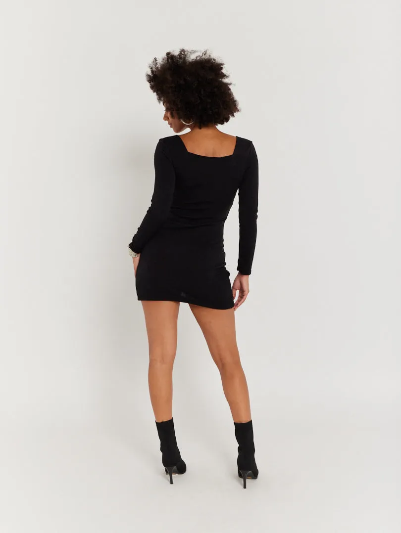 Robe courte manches longues argentée